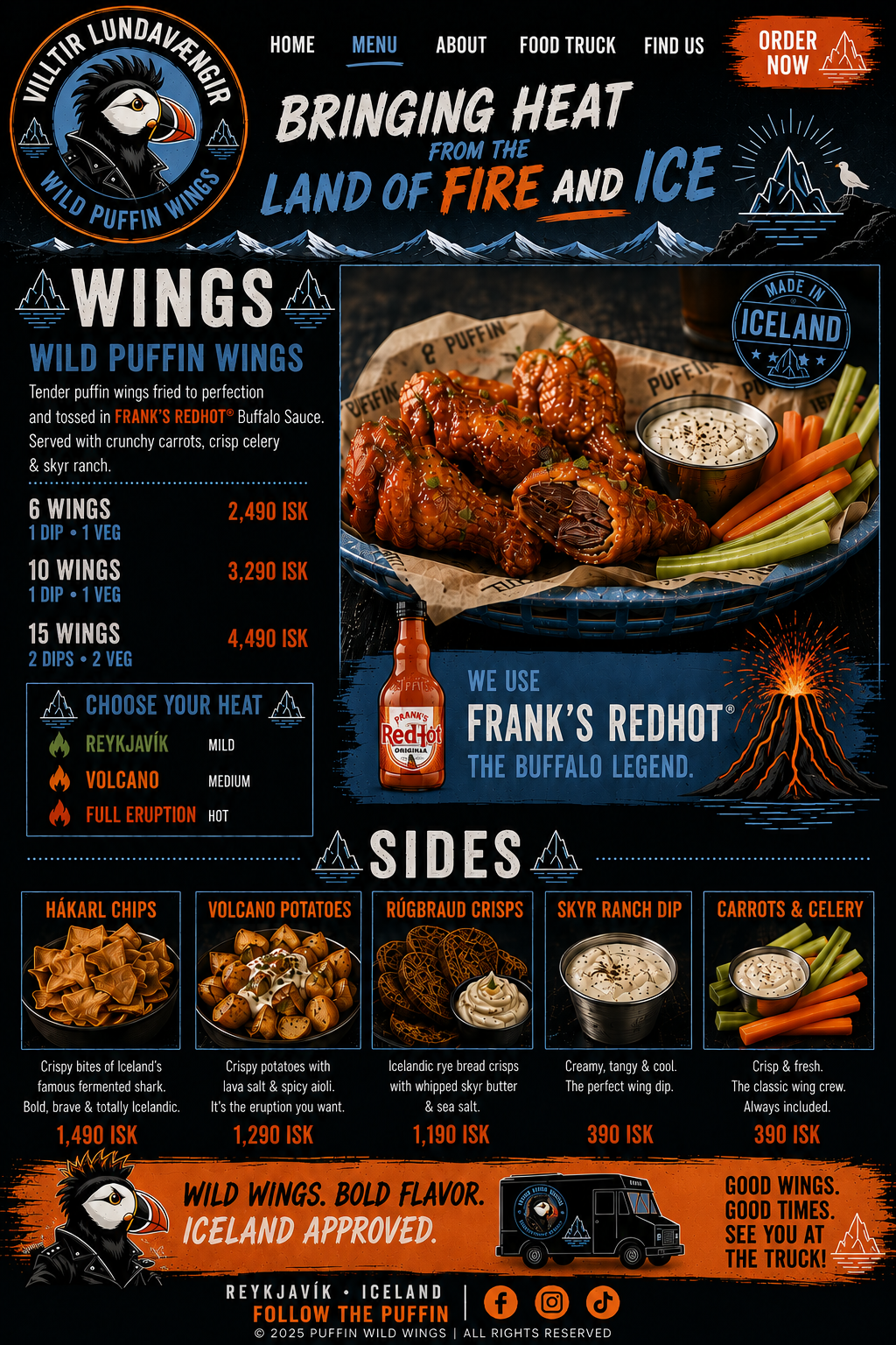 VILLTIR LUNDAVÆNGIR full menu poster